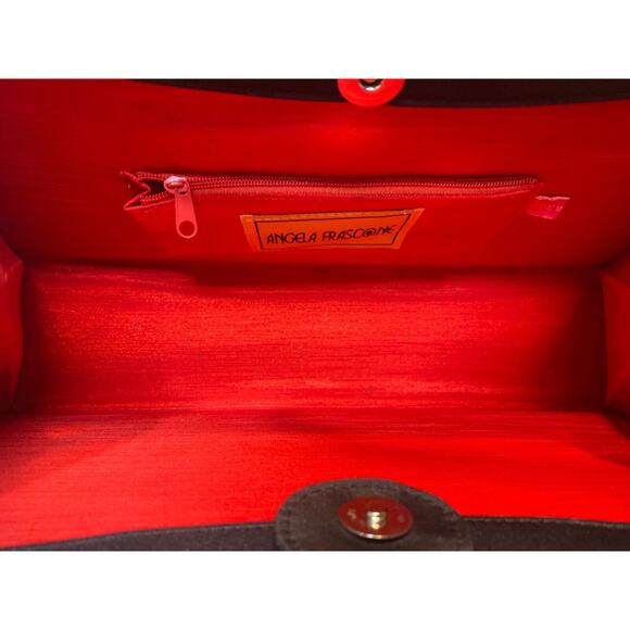 Angela Frascone Asian Influence Fan Design Resin Handbag Art to Wear Vtg 90s - Picture 4 of 5